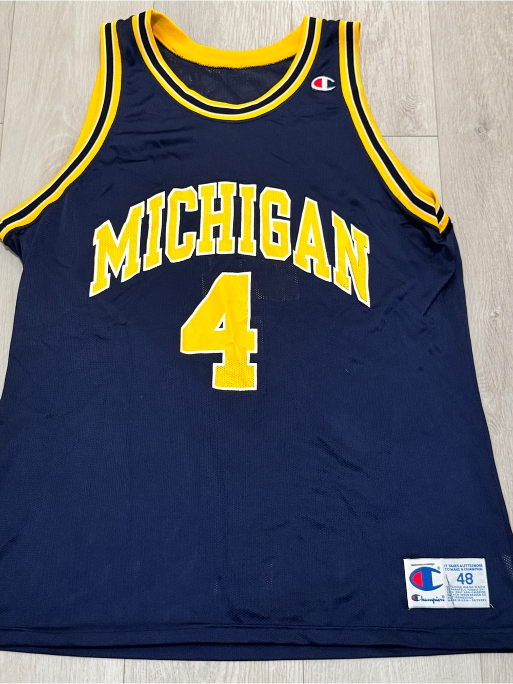 Michigan Wolverines #4 Champion Jersey Top Chris Webber Basketball sz. 48